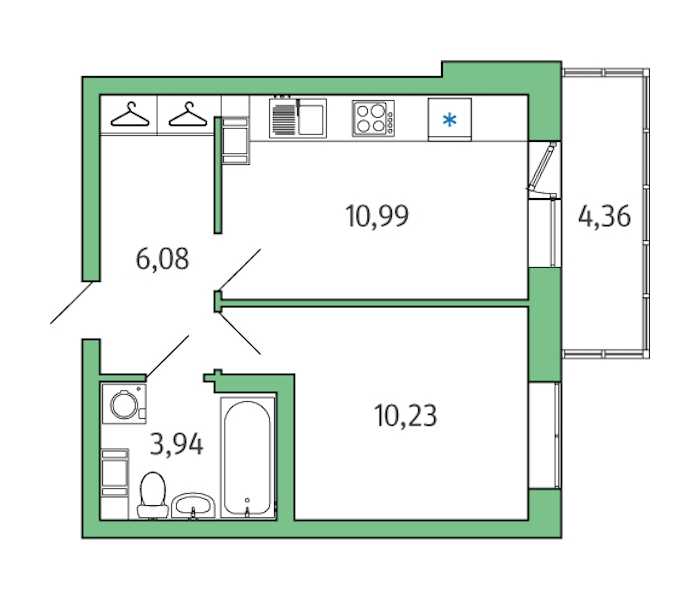 Однокомнатная квартира в : площадь 32.55 м2 , этаж: 1 – купить в Санкт-Петербурге
